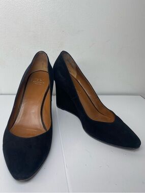 Aquatalia Luxury Black Suede Wedge Pumps with Pointed Toe